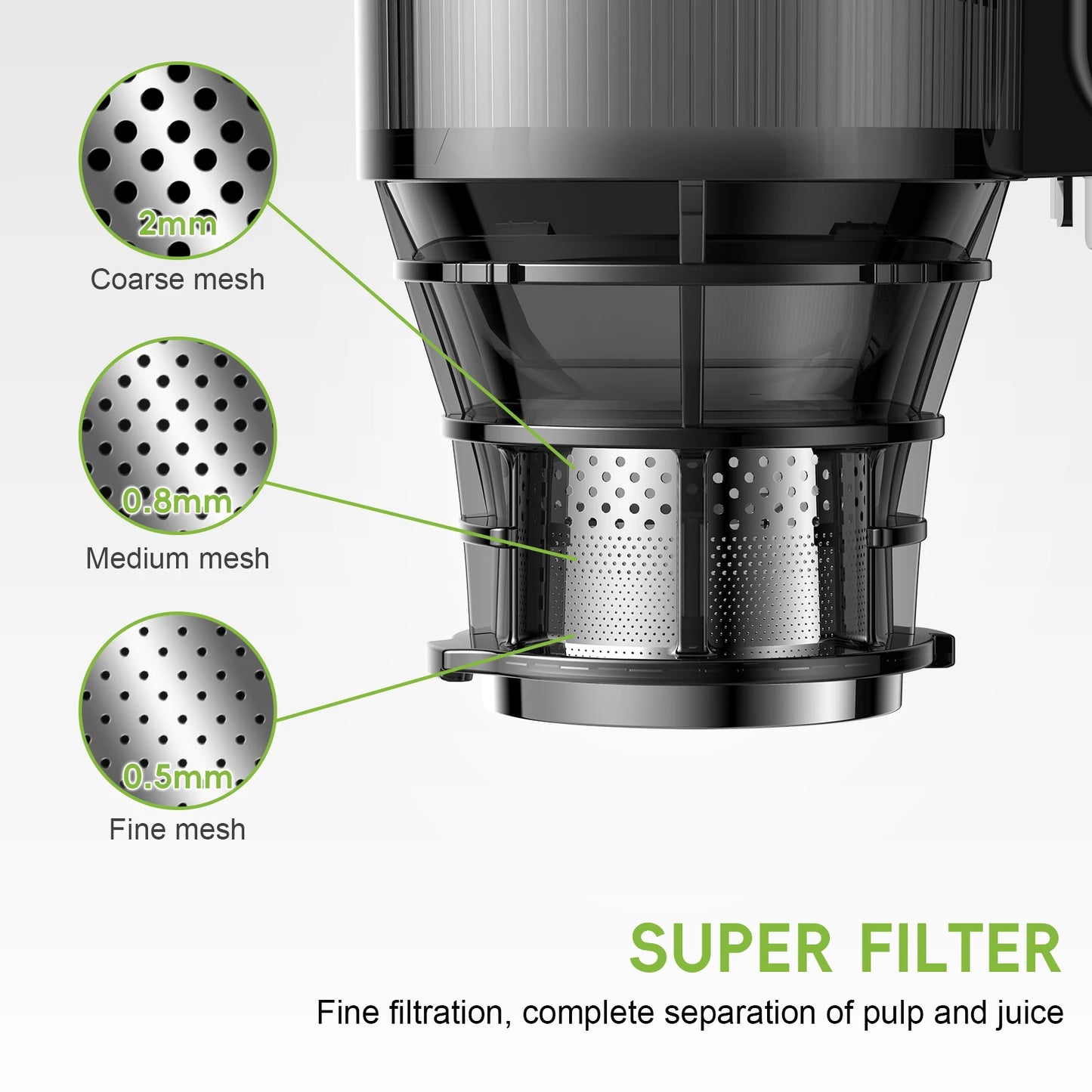 BioloMix Cold Press Juicer, with 130mm Feed Chute, High Juice Yield, BPA FREE Slow Masticating Juicer