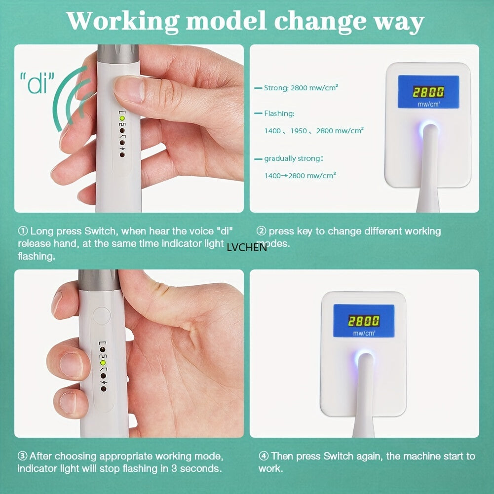 LVCHEN 1pc Dental Curing Light - 1 Second Quick Resin Curing LED Lamp, Woodpecker Type, Unscented