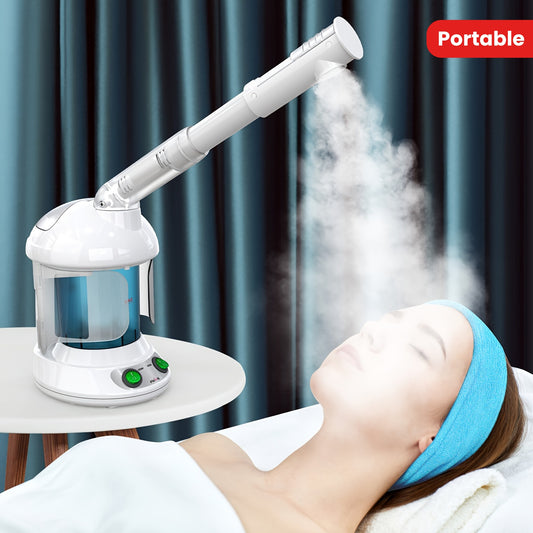 Fulog Nano Ionic Portable Face Steamer For Facial Deep Cleaning, 360° Rotatable Arm And Steel Skin Kits