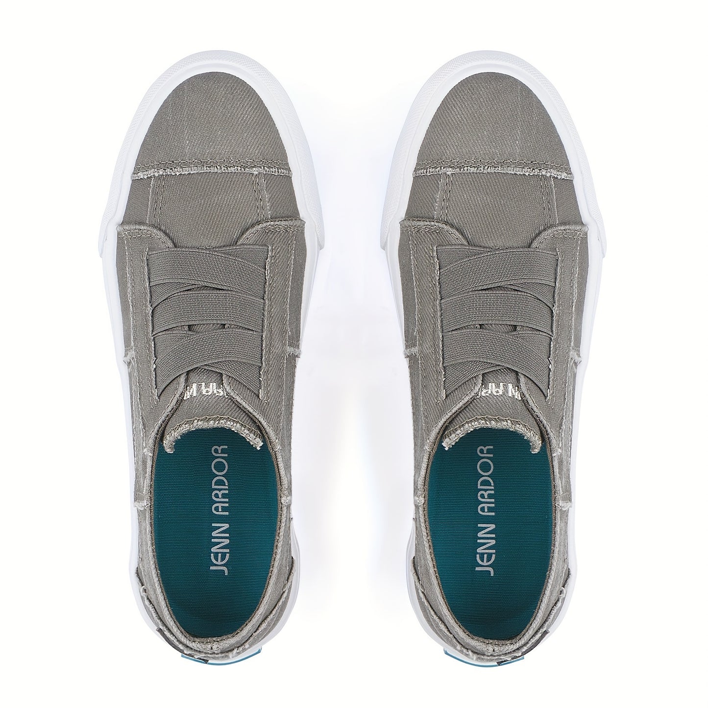 Women's Casual Slip-On Canvas Sneakers - No Laces, Elastic Low Top