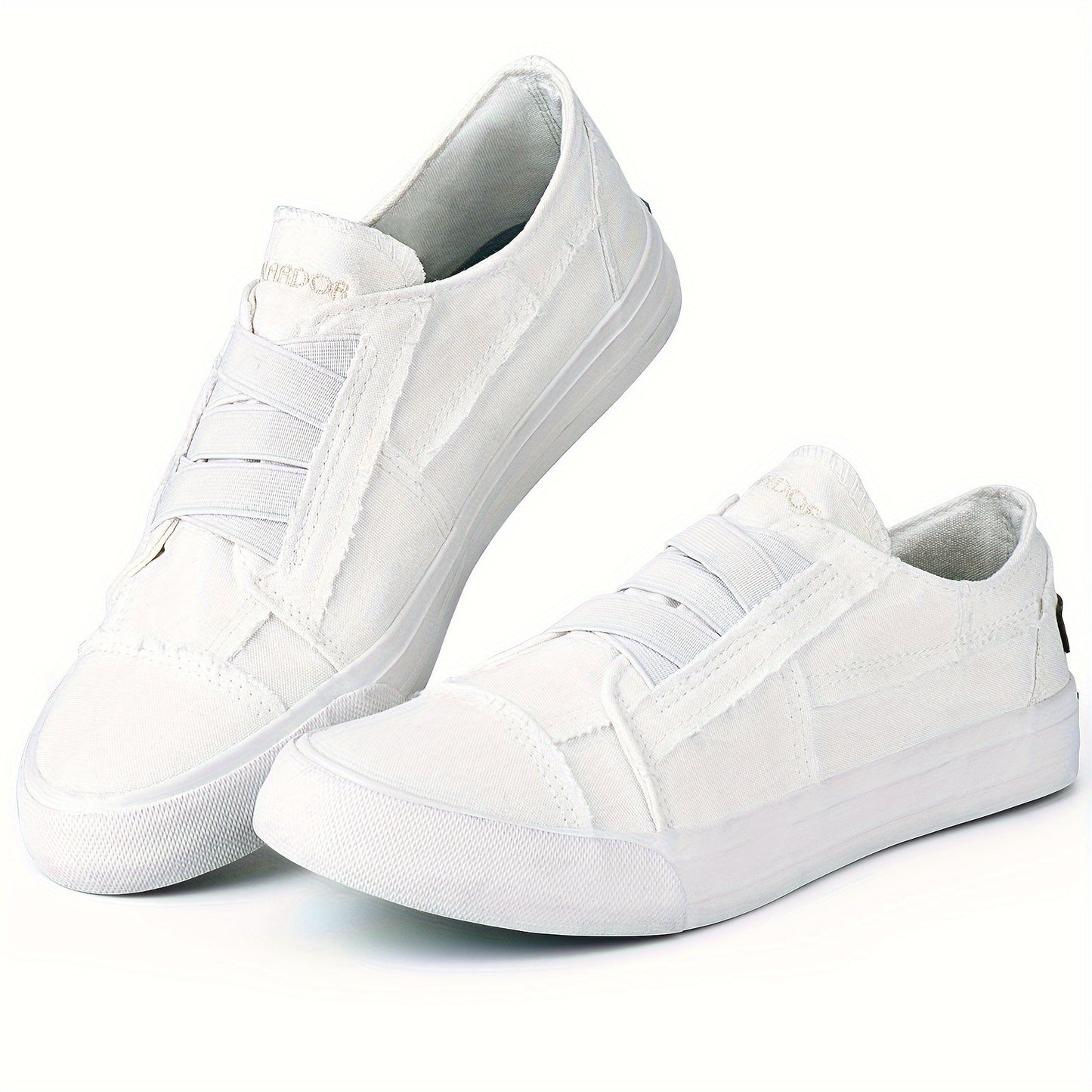 Women's Casual Slip-On Canvas Sneakers - No Laces, Elastic Low Top