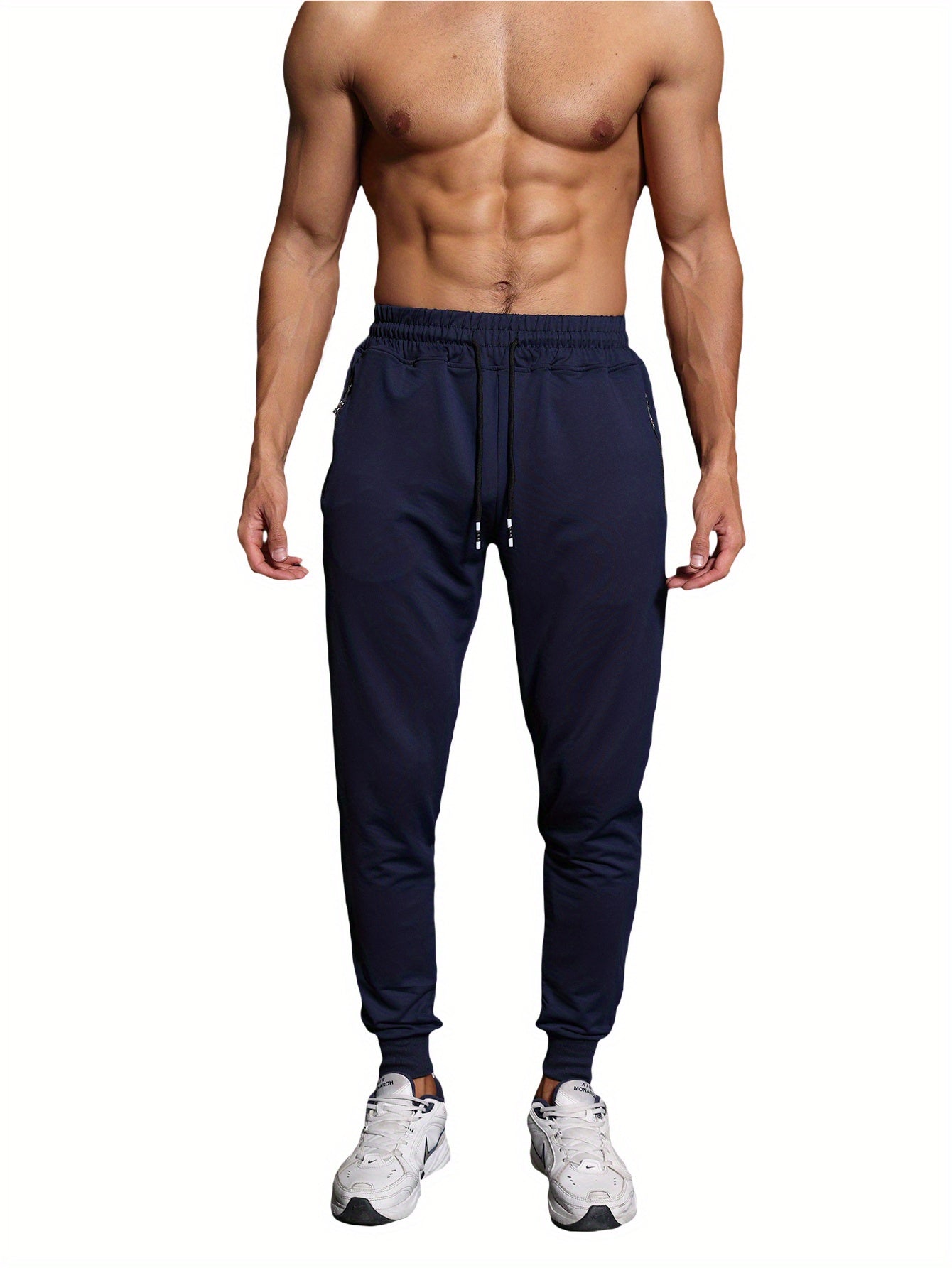 3-Pack Men's Athletic Sweatpants - Knit Fabric, Skinny Fit, Medium Stretch, with Zipper Pockets and Drawstring