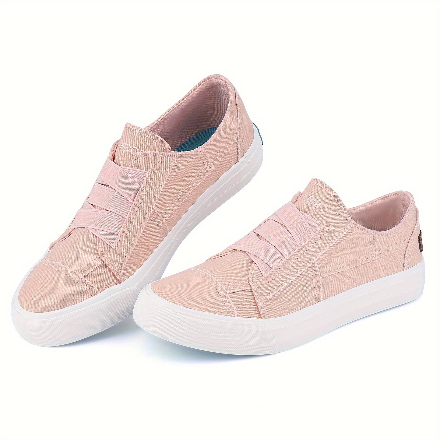 Women's Casual Slip-On Canvas Sneakers - No Laces, Elastic Low Top