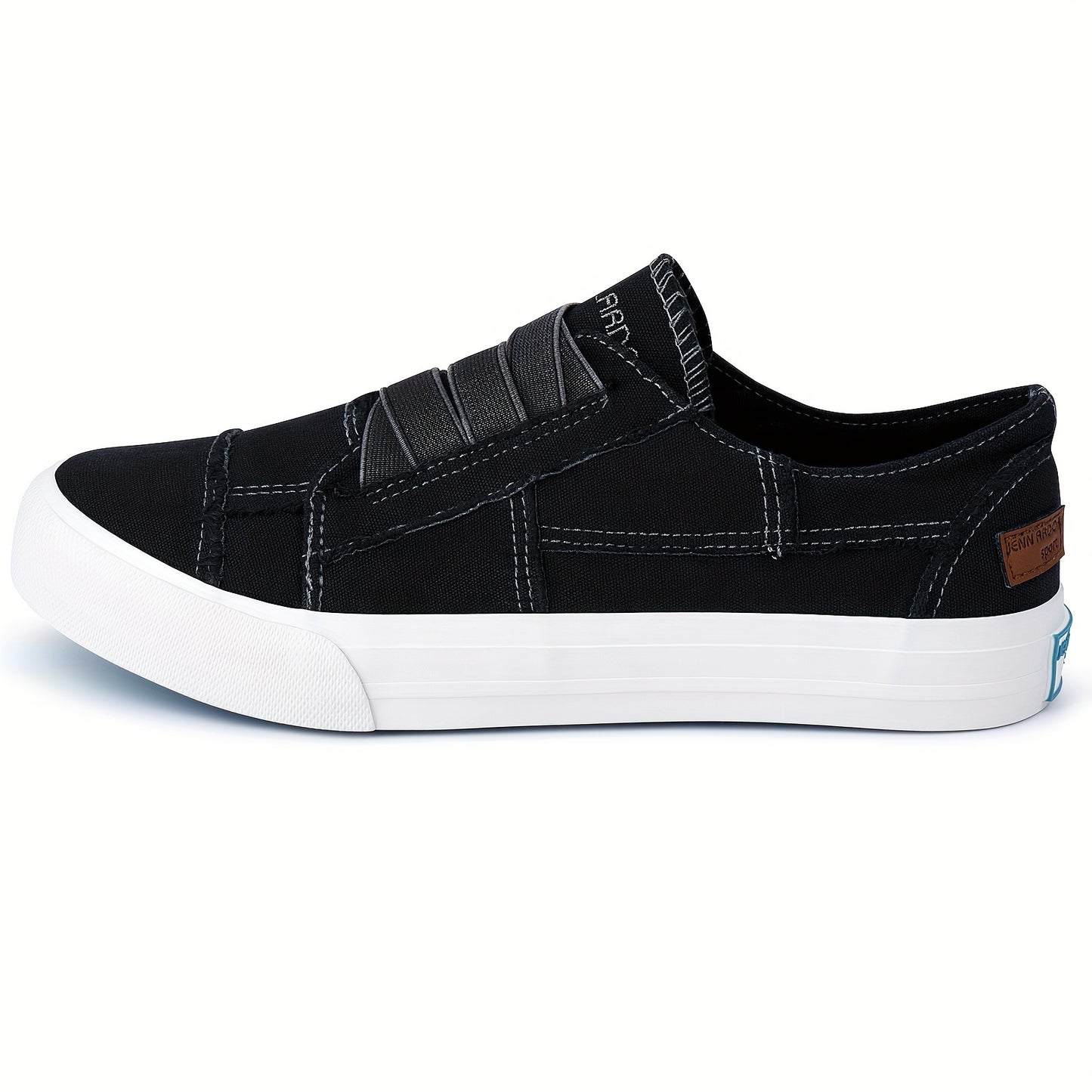 Women's Casual Slip-On Canvas Sneakers - No Laces, Elastic Low Top