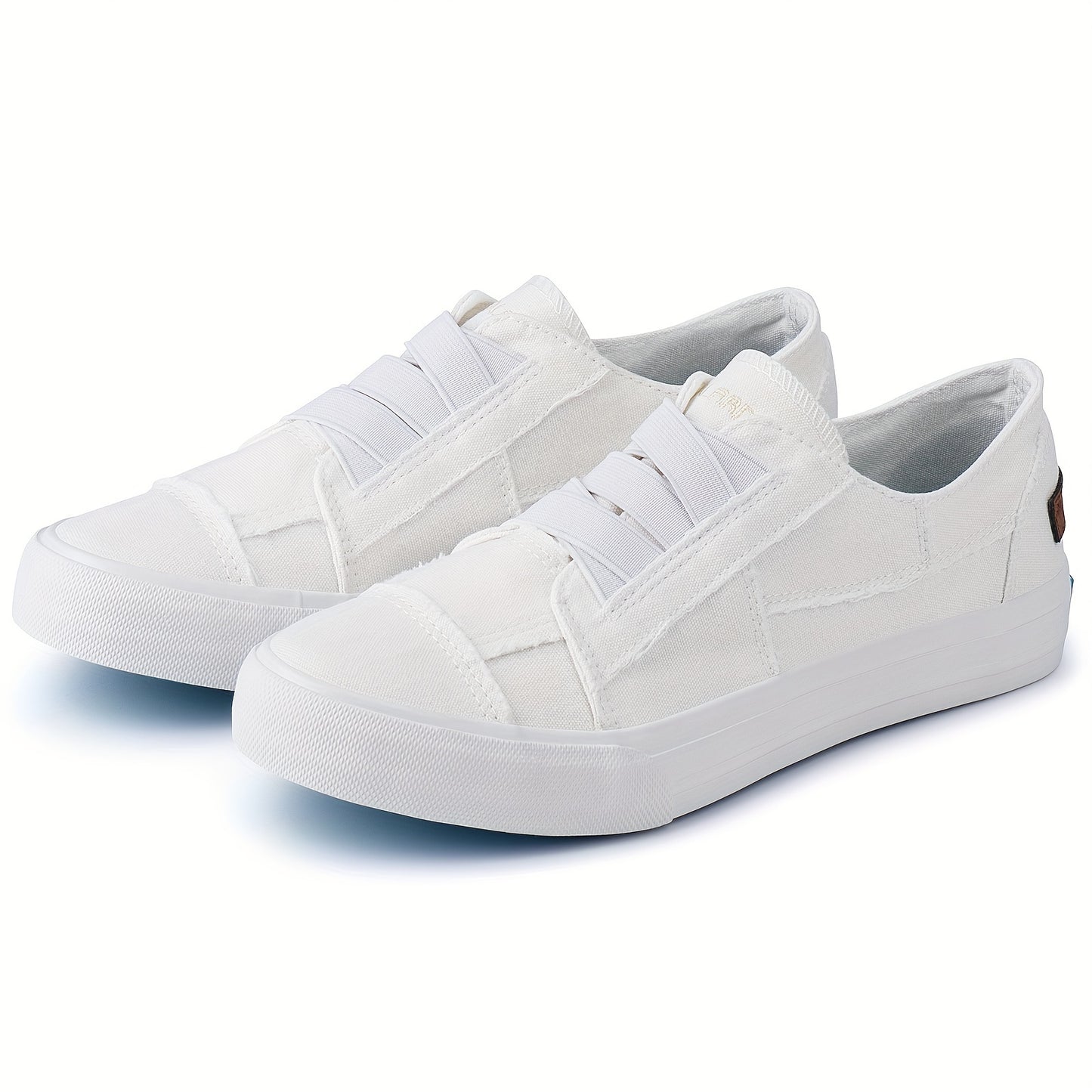 Women's Casual Slip-On Canvas Sneakers - No Laces, Elastic Low Top