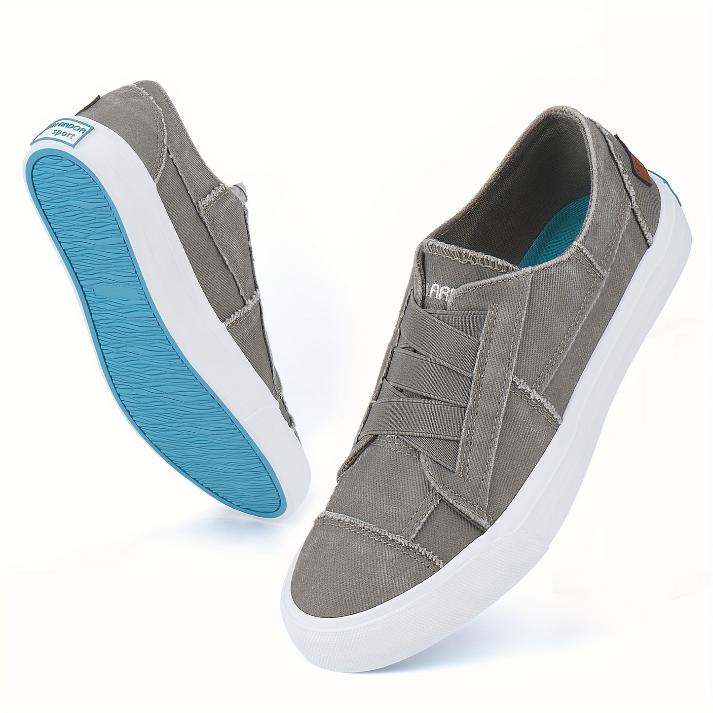 Women's Casual Slip-On Canvas Sneakers - No Laces, Elastic Low Top