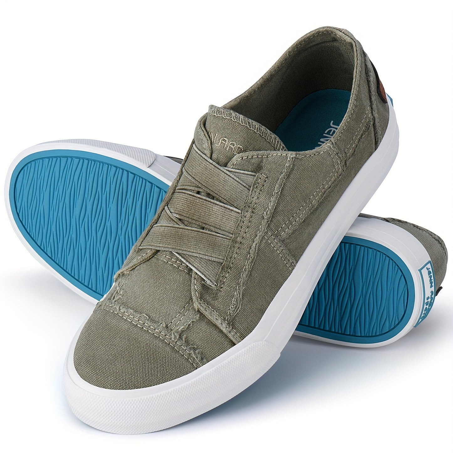 Women's Casual Slip-On Canvas Sneakers - No Laces, Elastic Low Top