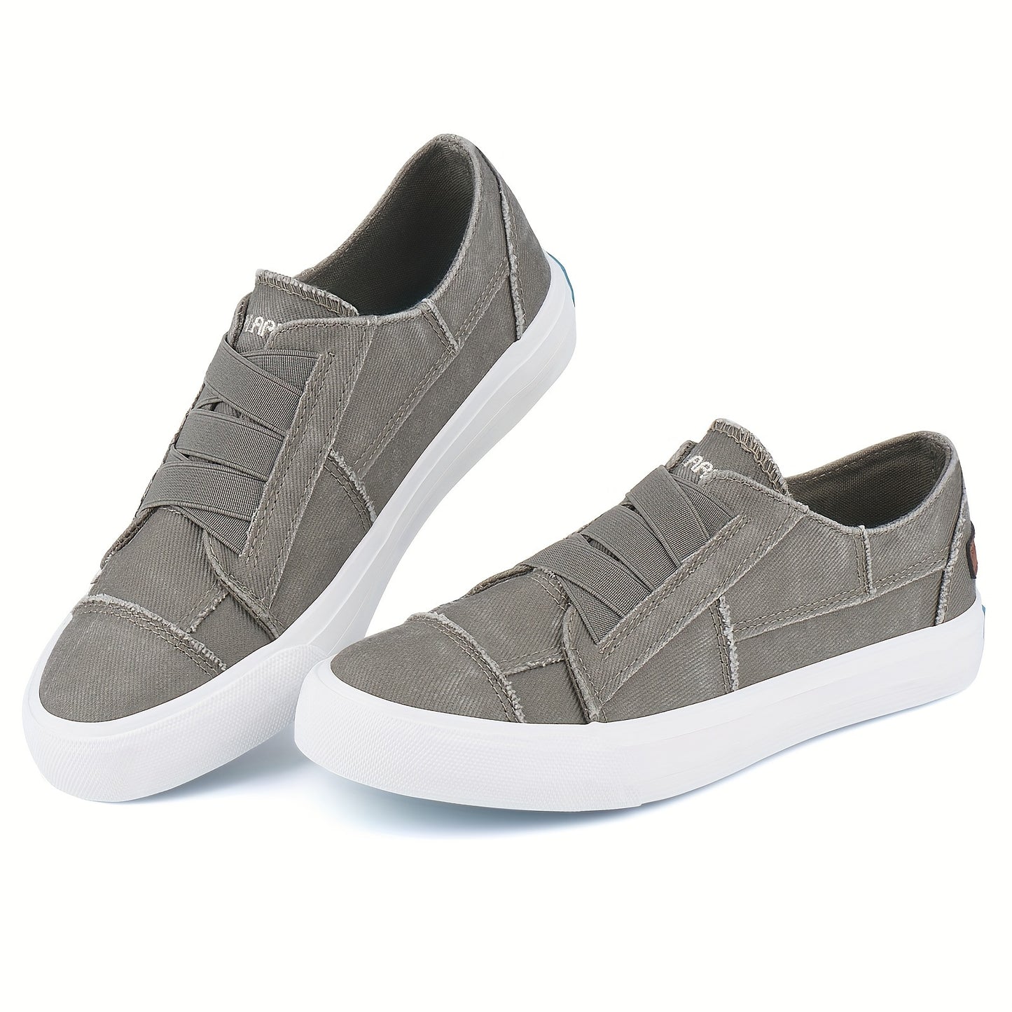 Women's Casual Slip-On Canvas Sneakers - No Laces, Elastic Low Top