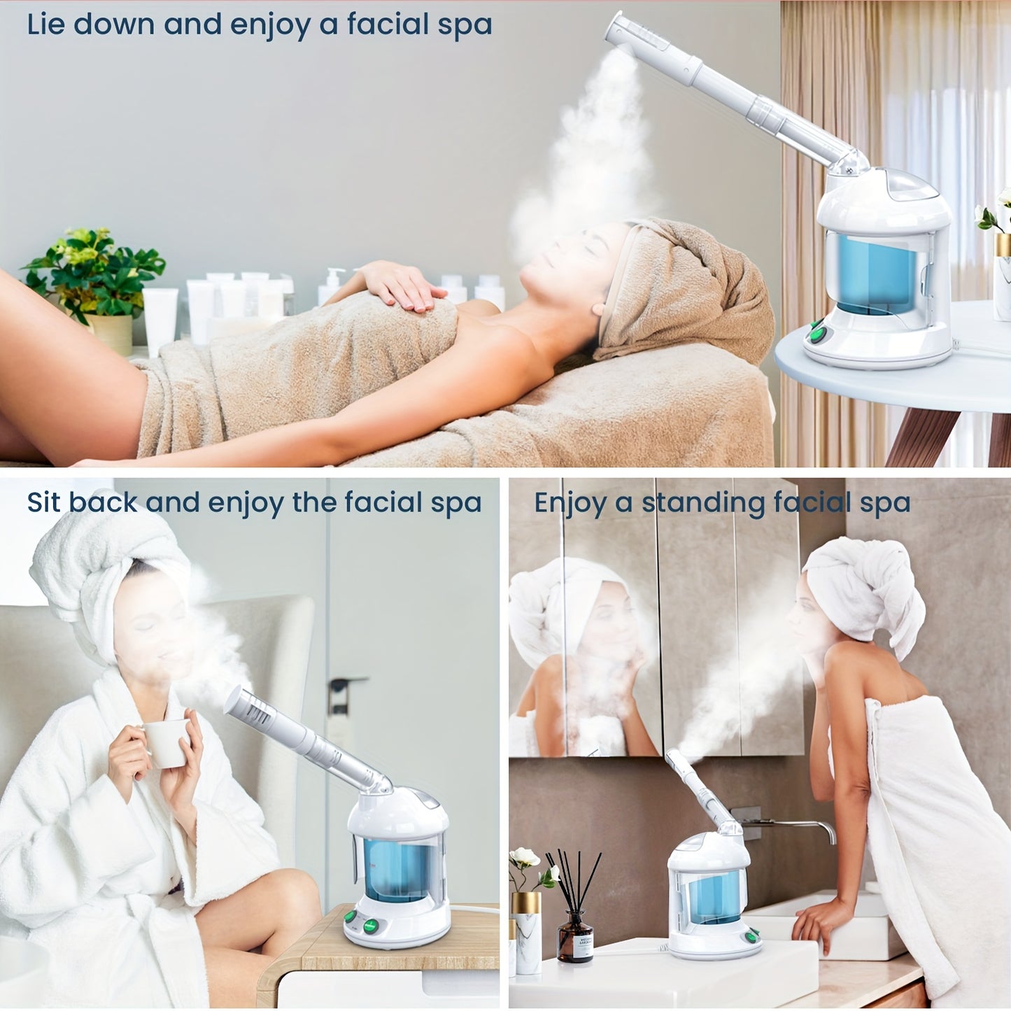 Fulog Nano Ionic Portable Face Steamer For Facial Deep Cleaning, 360° Rotatable Arm And Steel Skin Kits