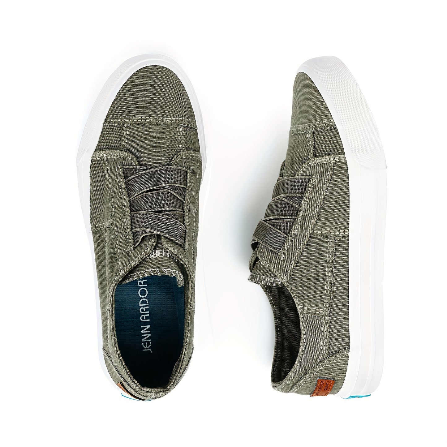 Women's Casual Slip-On Canvas Sneakers - No Laces, Elastic Low Top