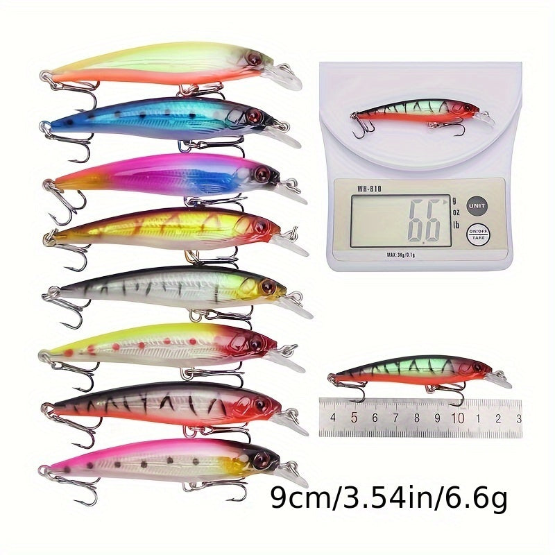 Topwater Minnow Fishing Lures Set, ABS Hard Bait Plastic Crank Baits, Versatile Fishing Tackle Kit