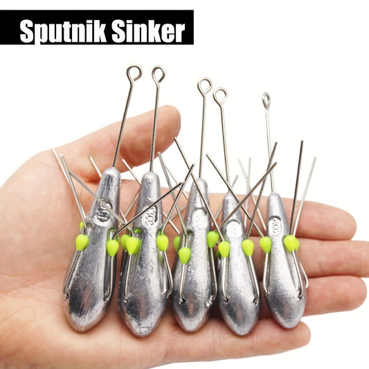 10 Pcs Sputnik Sinker Fishing Equipment Long Tail Weights Saltwater Surf Casting Sinkers