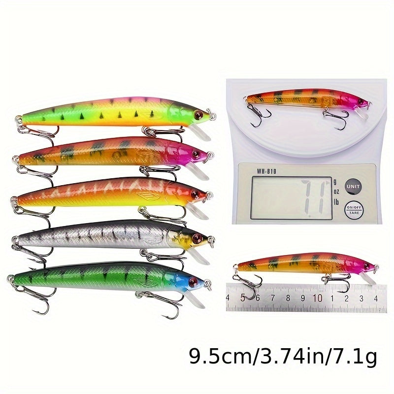 Topwater Minnow Fishing Lures Set, ABS Hard Bait Plastic Crank Baits, Versatile Fishing Tackle Kit