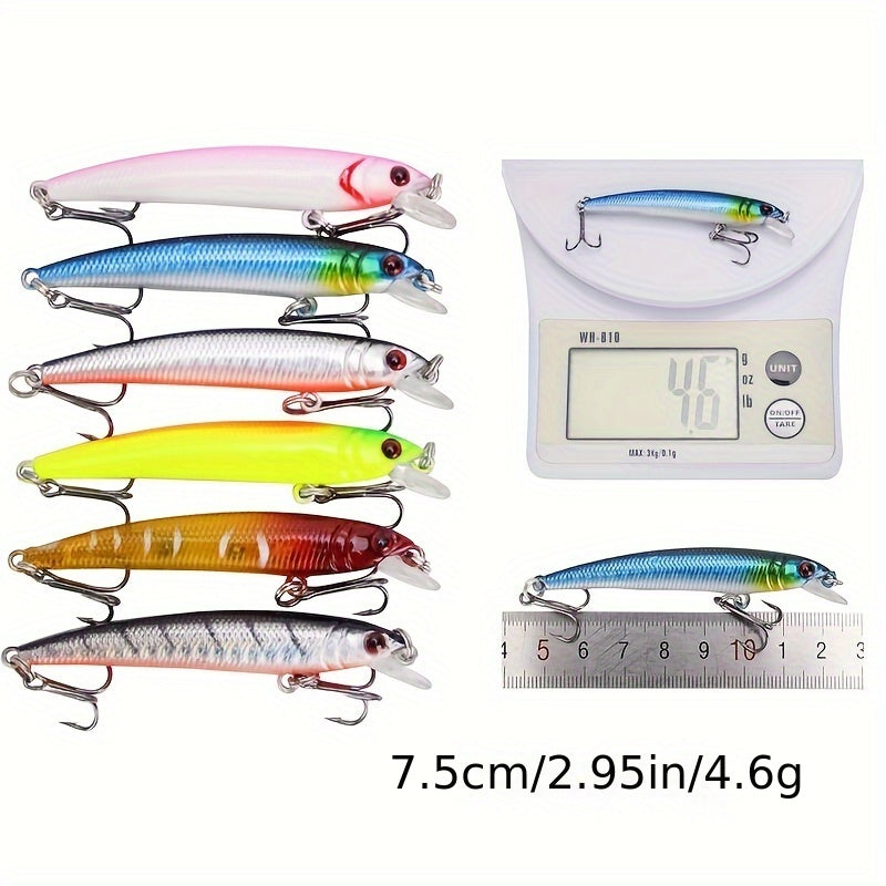 Topwater Minnow Fishing Lures Set, ABS Hard Bait Plastic Crank Baits, Versatile Fishing Tackle Kit