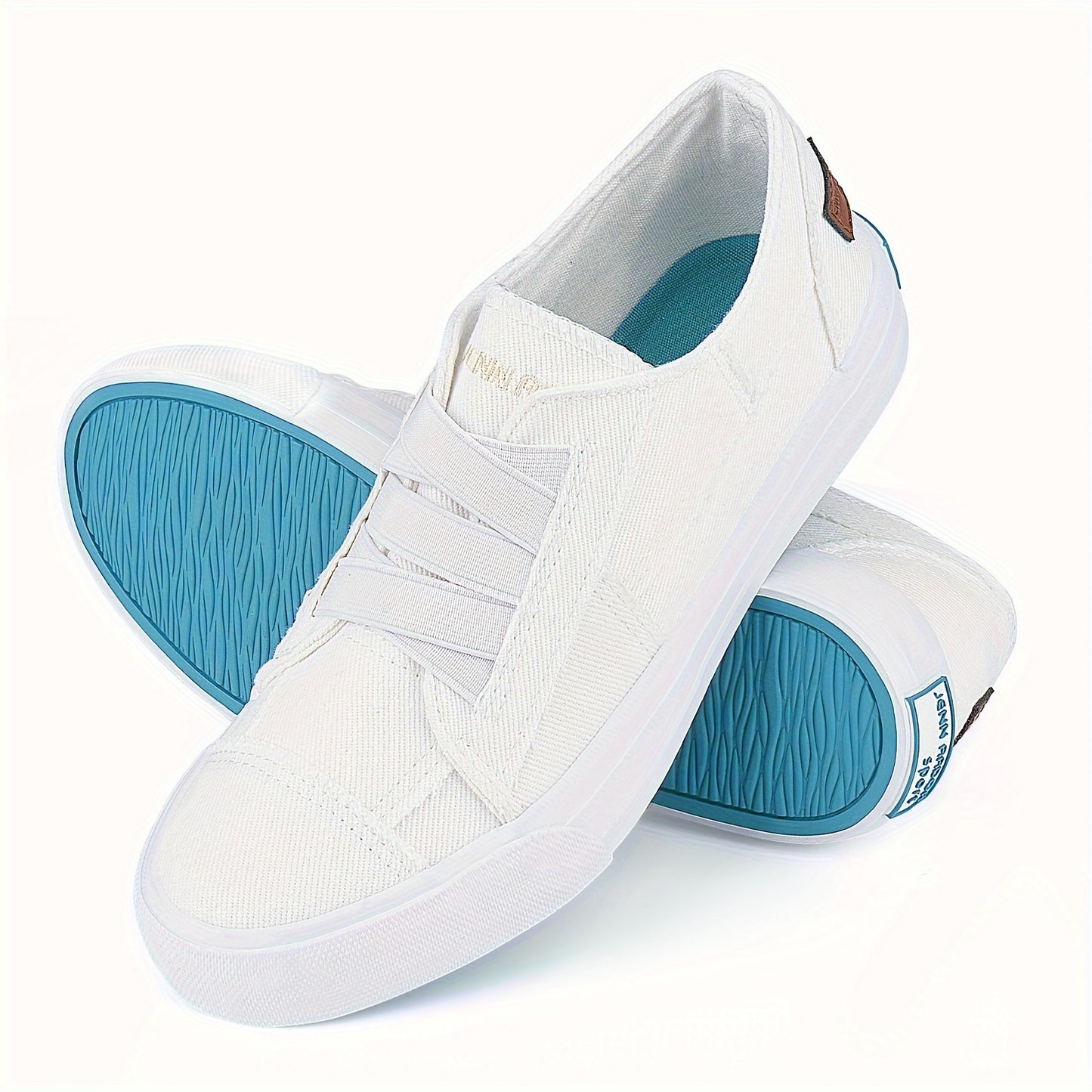 Women's Casual Slip-On Canvas Sneakers - No Laces, Elastic Low Top