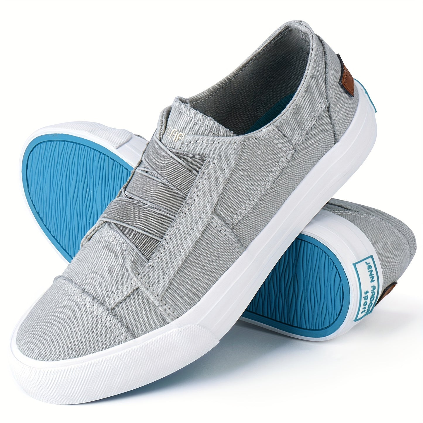 Women's Casual Slip-On Canvas Sneakers - No Laces, Elastic Low Top