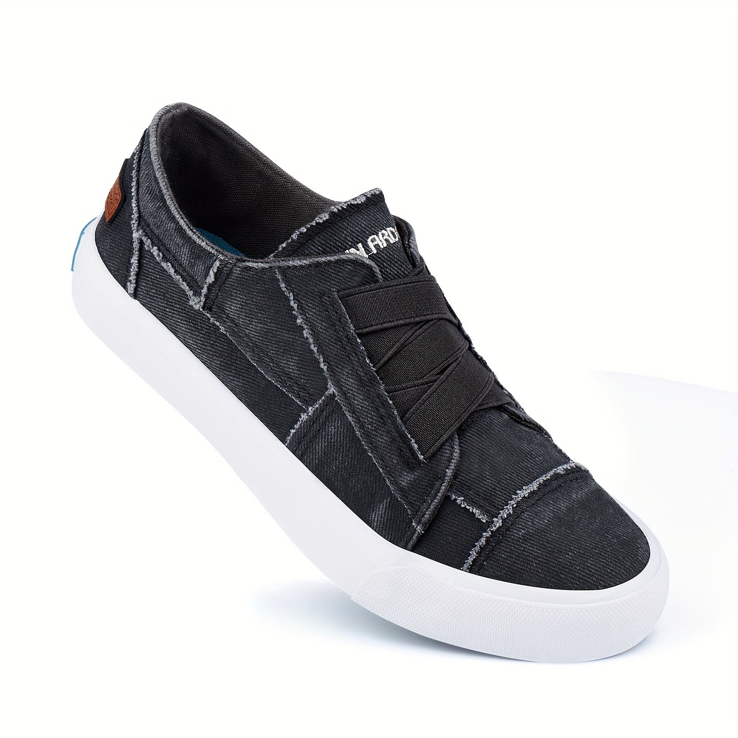 Women's Casual Slip-On Canvas Sneakers - No Laces, Elastic Low Top