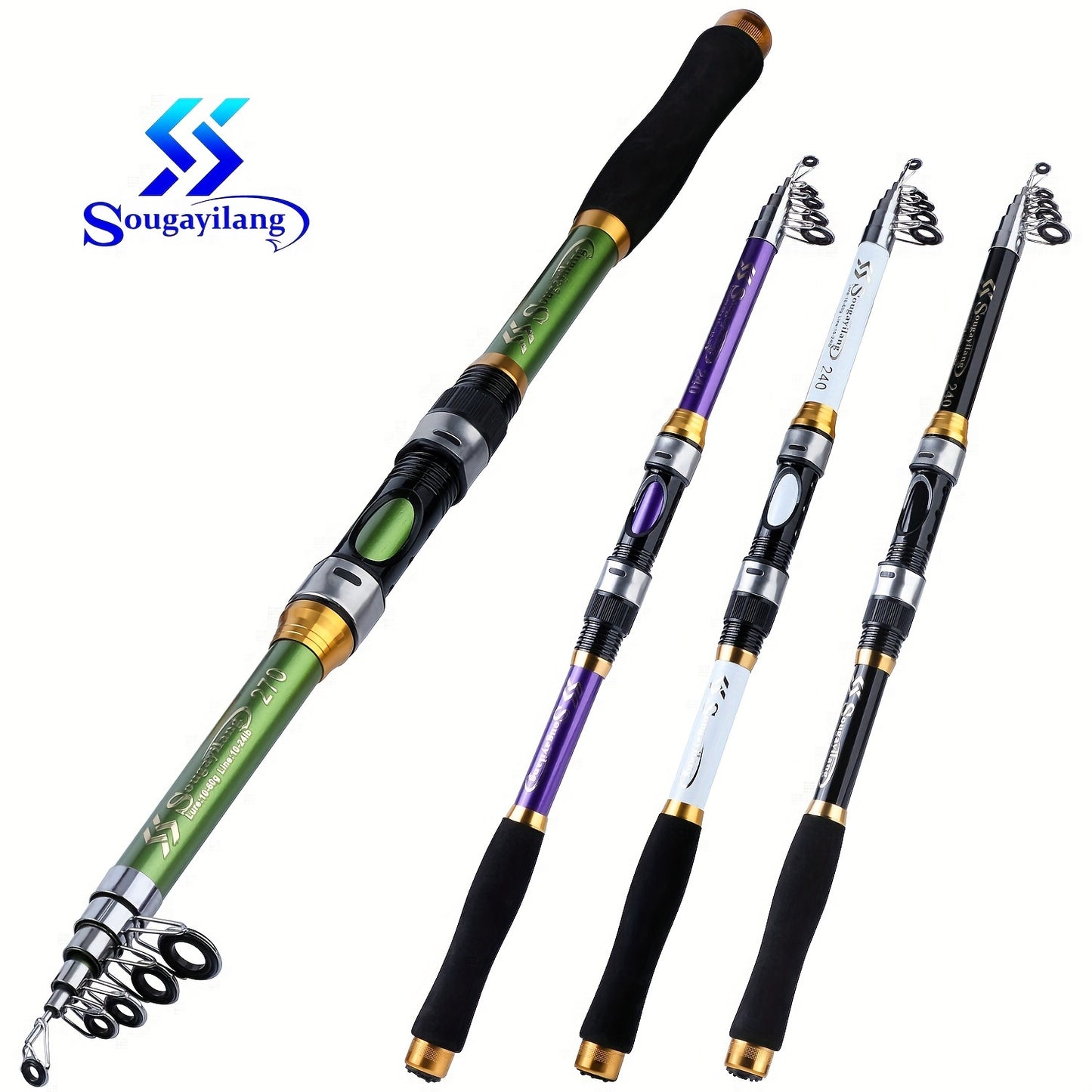 Sougayilang Spinning Rod Max Drag 10Kg Ultralight Carbon Fiber Portable Telescopic Fishing Pole