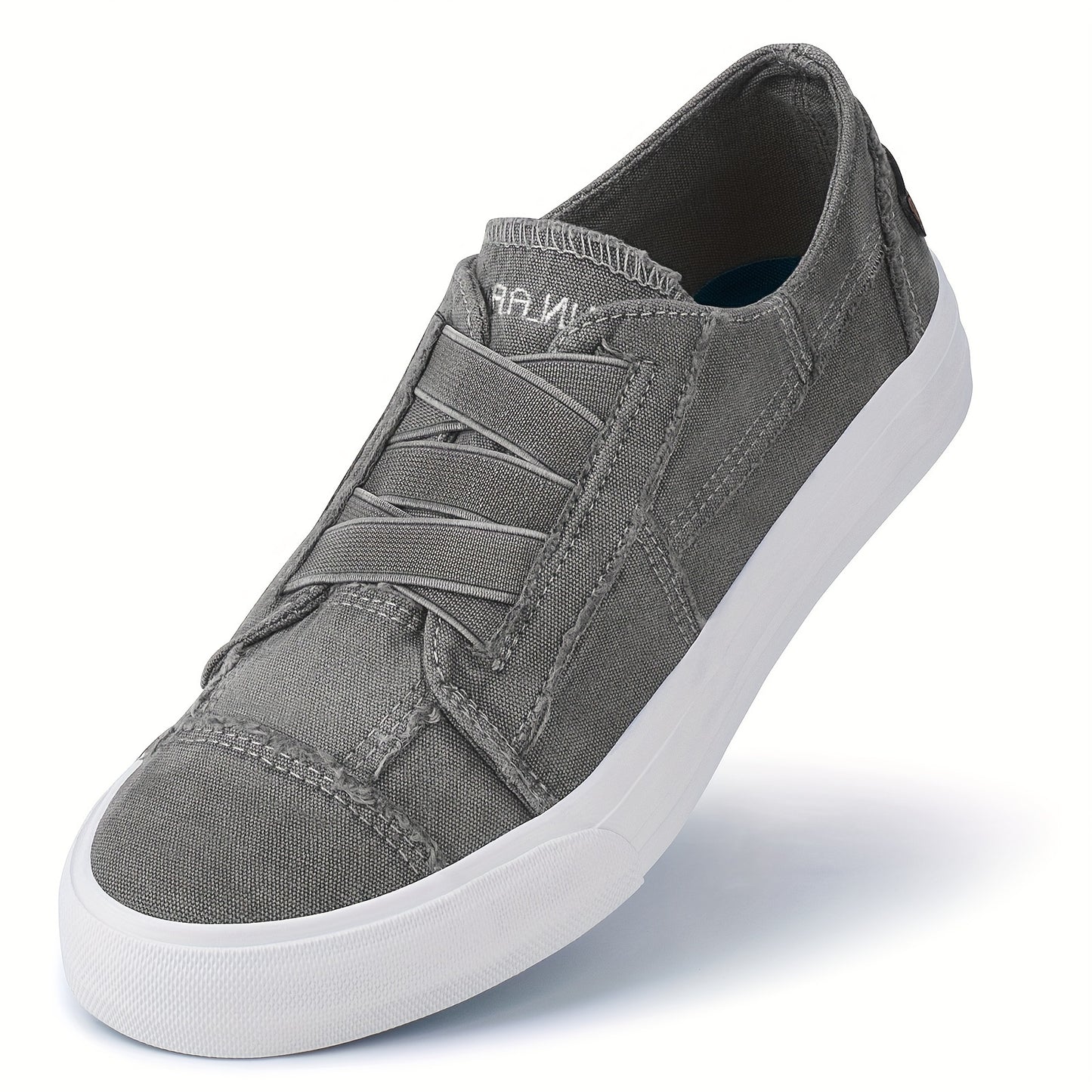 Women's Casual Slip-On Canvas Sneakers - No Laces, Elastic Low Top